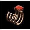 Image 4 : 14KT Rose Gold 3.06 ctw Coral and Diamond Ring