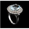 Image 4 : 5.26 ctw Aquamarine and Diamond Ring - 14KT White Gold