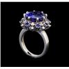 Image 4 : 14KT White Gold 9.22 ctw Tanzanite, Sapphire and Diamond Ring