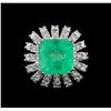 Image 2 : GIA Cert 9.65 ctw Emerald and Diamond Ring - 14KT White Gold