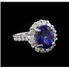 Image 1 : 5.63 ctw Tanzanite and Diamond Ring - 14KT White Gold