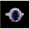Image 2 : 5.63 ctw Tanzanite and Diamond Ring - 14KT White Gold