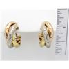 Image 8 : 0.25 ctw Cartier Trinity Diamond Earrings - 18KT Tri Color Gold