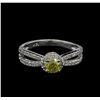Image 2 : 0.72 ctw Yellow Diamond Ring - 14KT White Gold