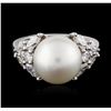 Image 2 : 18KT White Gold Pearl and Diamond Ring