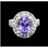 Image 2 : 4.55 ctw Tanzanite and Diamond Ring - 14KT White Gold