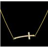 Image 2 : 0.55 ctw Diamond Cross Necklace - 18KT Yellow Gold