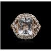 Image 2 : 14KT Rose Gold 6.39 ctw Aquamarine and Diamond Ring