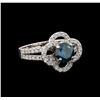 Image 1 : 14KT White Gold 1.63 ctw Blue Diamond Ring
