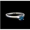 Image 1 : 14KT White Gold 0.47 ctw Round Cut Fancy Blue Diamond Solitaire Ring