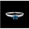 Image 2 : 14KT White Gold 0.47 ctw Round Cut Fancy Blue Diamond Solitaire Ring