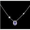 Image 1 : 1.25 ctw Tanzanite and Diamond Necklace - 14KT White Gold