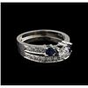 Image 1 : 0.70 ctw Diamond and Sapphire Wedding Ring Set - 14KT White Gold