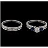 Image 2 : 0.70 ctw Diamond and Sapphire Wedding Ring Set - 14KT White Gold