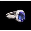 Image 1 : 4.80 ctw Tanzanite and Diamond Ring - 14KT White Gold