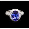 Image 2 : 4.80 ctw Tanzanite and Diamond Ring - 14KT White Gold