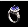 Image 4 : 4.80 ctw Tanzanite and Diamond Ring - 14KT White Gold