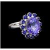 Image 1 : 14KT White Gold 4.45 ctw Tanzanite, Sapphire and Diamond Ring