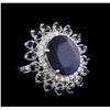 Image 1 : 12.92 ctw Sapphire and Diamond Ring - 14KT White Gold