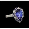 Image 1 : 14KT White Gold 3.86 ctw Tanzanite, Sapphire and Diamond Ring