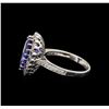 Image 3 : 14KT White Gold 3.86 ctw Tanzanite, Sapphire and Diamond Ring