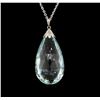 Image 2 : 127.00 ctw Aquamarine and Diamond Pendant With Chain - 14KT White Gold