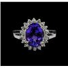Image 2 : 2.96 ctw Tanzanite and Diamond Ring - 14KT White Gold