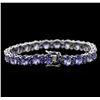 Image 2 : 14.51 ctw Tanzanite and Blue Sapphire Bracelet - 14KT White Gold