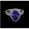 Image 2 : 3.56 ctw Tanzanite and Diamond Ring - 14KT White Gold
