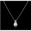 Image 2 : 14KT White Gold 4.90 ctw Coral and Diamond Pendant With Chain