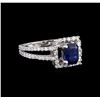 Image 1 : 1.31 ctw Sapphire and Diamond Ring - 18KT White Gold
