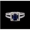 Image 2 : 1.31 ctw Sapphire and Diamond Ring - 18KT White Gold