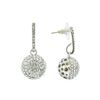 Image 2 : 14mm Crystal Pave Bead Earrings - Silver Plated