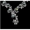 Image 1 : Tahitian Pearl and Diamond  Necklace - 14KT White Gold