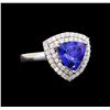 Image 1 : 14KT White Gold 3.40 ctw Tanzanite and Diamond Ring