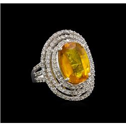 10.69 ctw Yellow Sapphire and Diamond Ring - 14KT White Gold