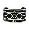 Image 1 : Triple Circle Design Cuff Bracelet - Metal and Leather