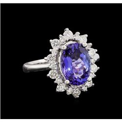 14KT White Gold 3.44 ctw Tanzanite and Diamond Ring