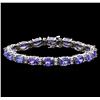 Image 1 : 22.58 ctw Tanzanite and Diamond Bracelet - 14KT White Gold