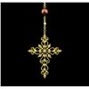 Image 2 : Pearl and Diamond Cross Necklace - 14KT Yellow Gold