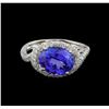 Image 2 : 4.36 ctw Tanzanite and Diamond Ring - 14KT White Gold