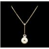 Image 1 : Round Crystal Bezel Pearl Necklace - Gold Plated