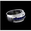 Image 1 : 1.50 ctw Sapphire and Diamond Ring - 18KT White Gold