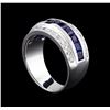 Image 4 : 1.50 ctw Sapphire and Diamond Ring - 18KT White Gold