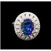 Image 2 : 4.66 ctw Tanzanite and Diamond Ring - 14KT White Gold