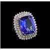 Image 1 : GIA Cert 22.59 ctw Tanzanite and Diamond Ring - 14KT White Gold