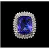 Image 2 : GIA Cert 22.59 ctw Tanzanite and Diamond Ring - 14KT White Gold
