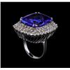 Image 4 : GIA Cert 22.59 ctw Tanzanite and Diamond Ring - 14KT White Gold