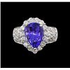 Image 2 : 14KT White Gold 4.32 ctw Tanzanite and Diamond Ring