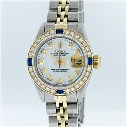 Rolex Two-Tone Mother Of Pearl Diamond and Sapphire DateJust Ladies Watch